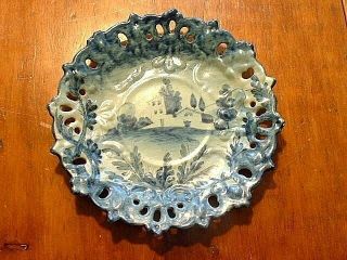 Vintage Italian Cantagalli Hptd Faience Pottery Plate With House Scene 2