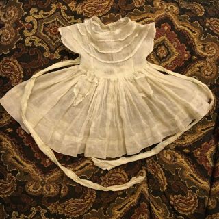 16 " Terri Lee Cream Organdy Summer Dress With Green Thread 1950 
