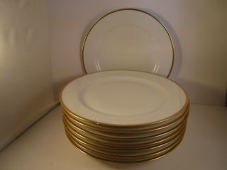 Vintage Haviland & Co Limoges France Set Of 8 Salad Lunch Plates Gold Rim Band