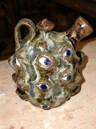 Catawba Valley Pottery Eyeball Field Face Jug Michael Ball Southern Folk Art