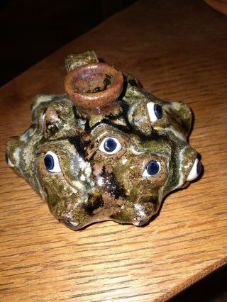 Catawba Valley Pottery Buggy Eyeball Face Jug Michael Ball Southern Folk Art