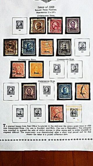 12 1929 U.  S.  Stamps Incl.  Ten Nebraska Or Kansas Overprints & Nr