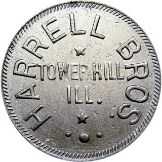 Tower Hill Illinois Good For Token Harrell Bros Very Scarce Town Unl Merchant