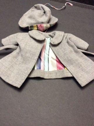 Vintage Baby Doll Dress Coat Hat Gray Ideal Vogue Effanbee Patsy Shirley Temple