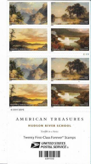Xsz08 Scott 4917 - 22 Us Stamp 2014 Forever Hudson River School Booklet Of 20