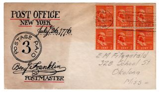 E.  J.  Henriques Hand Painted - 803 Blk/6 Franklin Post Office Ny 1776 Anniversary