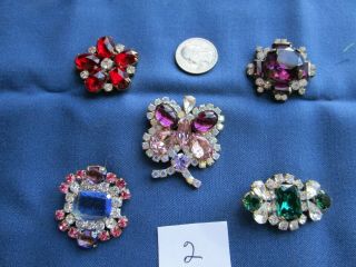 Czeck Vintage Glass/ Rhinestone Buttons Great For Antique Doll Hats,  Broaches Et