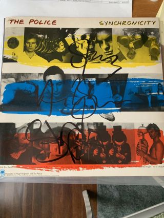 The Police Signed Synchronicity Album Sting,  Andy Summers & Stewart Copeland
