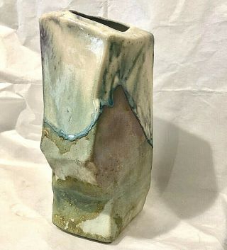 Vintage 1990s Tony Evans Foss Creek Pottery California Brutalist Raku 9 " Vase