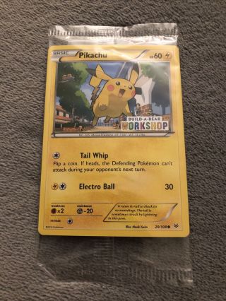 Build A Bear Pokemon Pikachu Tcg Trading Card Rare Promo 20/108 Htf