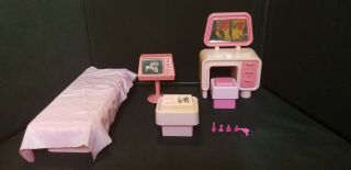 Vtg 1977 Mattel Barbie Dream House Furniture Accessories Bed Vanity Tv Computer