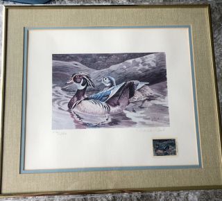 1980 Missouri Waterfowl Stamp & Print Signed And Numbered Plank Framed & Matted