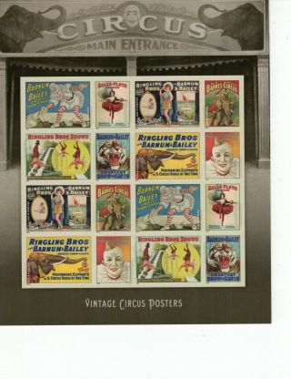 Scott 4898 - 4905,  Vintage Circus Posters - 16 Forever Stamps - 2014 - Mnh