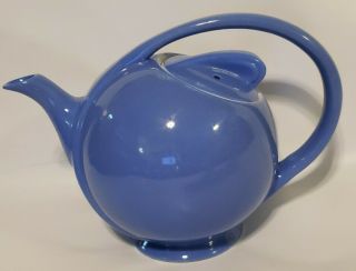 Vintage Hall Superior Quality Kitchenware Light Blue Art Deco Rounded Teapot Euc