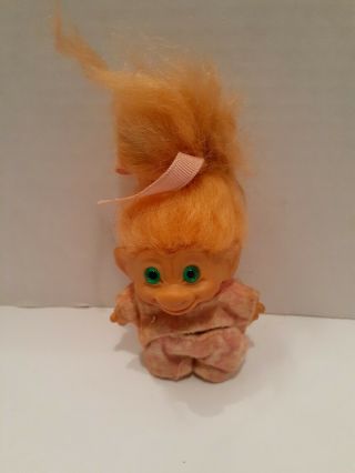 1960s 3 " Thomas Dam Troll Doll In Outfit Light Orange Hair.