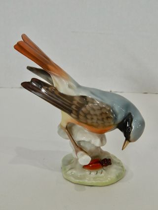 Vintage Hutschenreuther Germany Porcelain Bird With Beetle Figurine