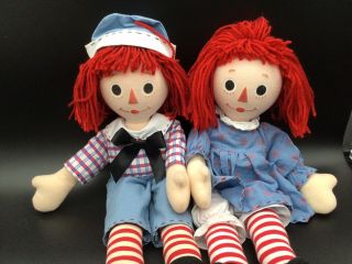 Madame Alexander Raggedy Ann & Andy Soft Cloth 18 " Dolls