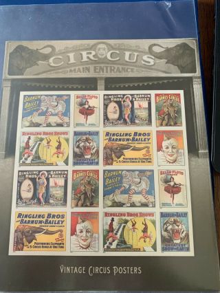 Us 4898 - 4905 Vintage Circus Posters Sheet Of 16 Mnh