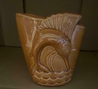 Vintage Catalina Island Swordfish Souvenir Cabinet Vase