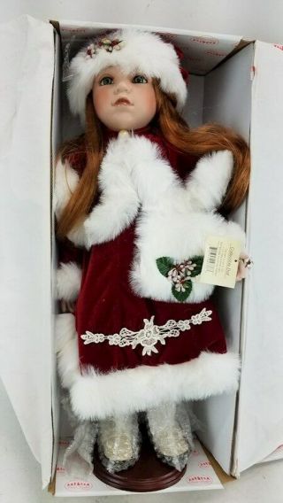 Show Stoppers Porcelain Doll Christmas Winter Beauties Red Hair 20 "