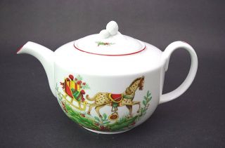 Rare Vista Alegre Fine Porcelain Christmas Magic Teapot Portugal Msrp $160