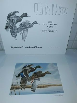 Utah Iii 1988 Duck Stamp Print By Dave Chapple Signed