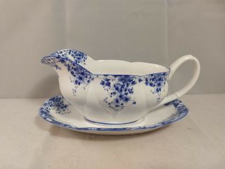 Royal Albert Dainty Blue Gravy Boat And Underplate