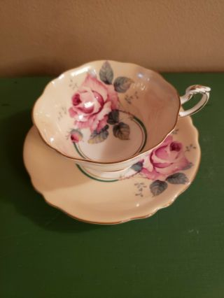 Vintage Paragon Teacup & Saucer Fine Bone China England Peach With Pink Rose