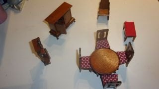 Old Antique Wood Doll House Furniture
