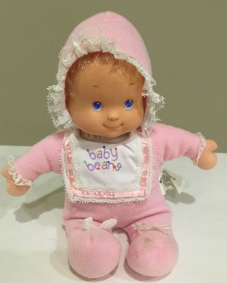 Vintage Baby Beans Doll Pink Pajamas Lace & Ribbon Bonnet & Bib Meritus 1990 