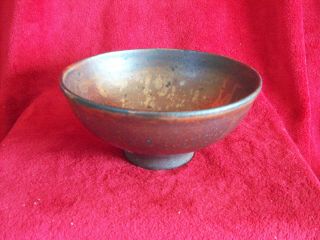 Colored Raku Glazed Ceramic Bowl Signed Kk 