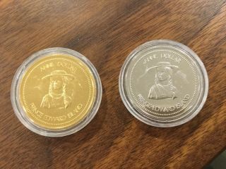 2 Summerside P.  E.  I.  “ Anne “ Trade Dollars Rhodium Plated & Gold Plated