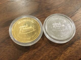 2 Summerside P.  E.  I.  “ Abegweit “ Trade Dollars Rhodium & Gold Plated