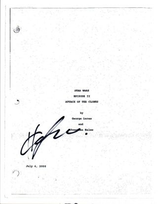Hayden Christensen Signed Autograph Star Wars Attack Of The Clones Script Vd
