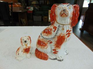 2 Staffordshire Spaniel Style Dog Figurines