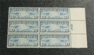 Nystamps Us Plate Block Air Mail Stamp C7 Og Nh $45 Plate Block 6 D11x1178