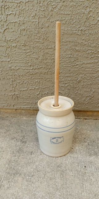 Marshall Pottery 2 Gallon Butter Churn Complete W/original Lid And Churn.  1986