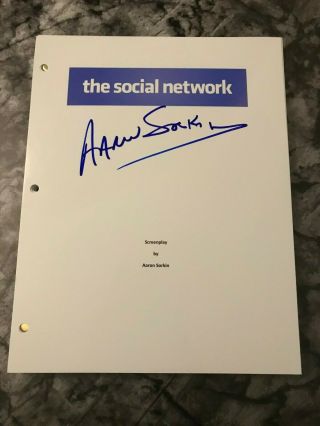 Gfa The Social Network Writer Aaron Sorkin Signed Full Movie Script