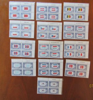 International Flags U.  S.  Blocks Mnh Us Stamps Scott 909 - 921 Very Fine