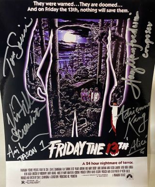 Friday The 13th Cast (king,  Savini,  3) Signed 8x10 Movie Poster Photo Bas Loa