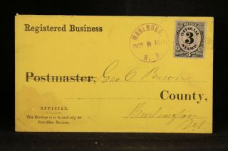 Hampshire: Marlboro 1878 Post Office Official Cover,  Violet Cds