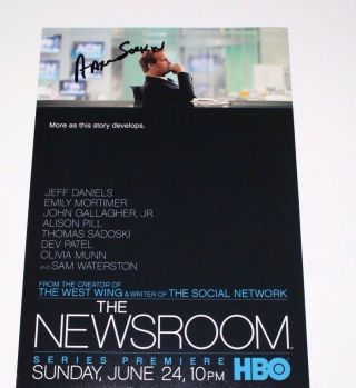 Writer Director Aaron Sorkin Signed The Newsroom 12x18 Tv Show Poster W/coa