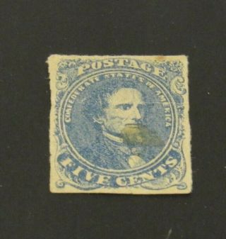 U.  S.  Stamp Scott 4 Confederate States Of American 5 Cent Postage Blue Stamp Lh