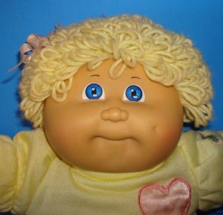 Vtg 1983 Coleco Cabbage Patch Kid Doll Blonde Loop Curls Blue Eyes