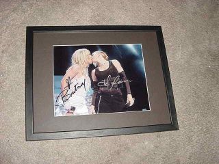 Britney Spears & Madonna Dual Signed Auto " The Kiss " Photo Matted Framed