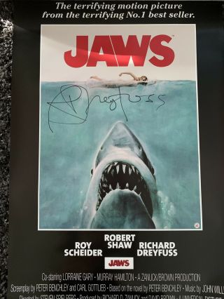 Jaws Movie Poster Signed By Richard Dreyfuss JSA 24x36 2