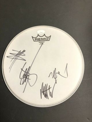 Three Days Grace Signed Drumhead Autographed 4x Band Jsa Barry Neil Brad