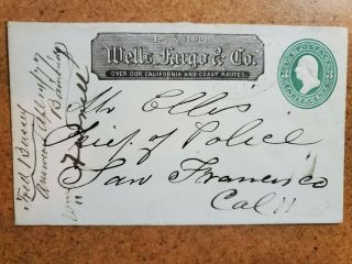 1877 Colfax Placer Ca Chief Police Ellis San Francisco Wells Fargo Express Cover