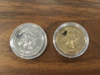 2 Summerside P.  E.  I.  “ Don Messer “ Trade Dollars Rhodium Plated & Gold Plated