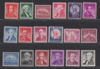 United States 1954 - 1956 Vf Mnh Liberty Issue 18 Stamps With $1 Henry $5 Hamilton